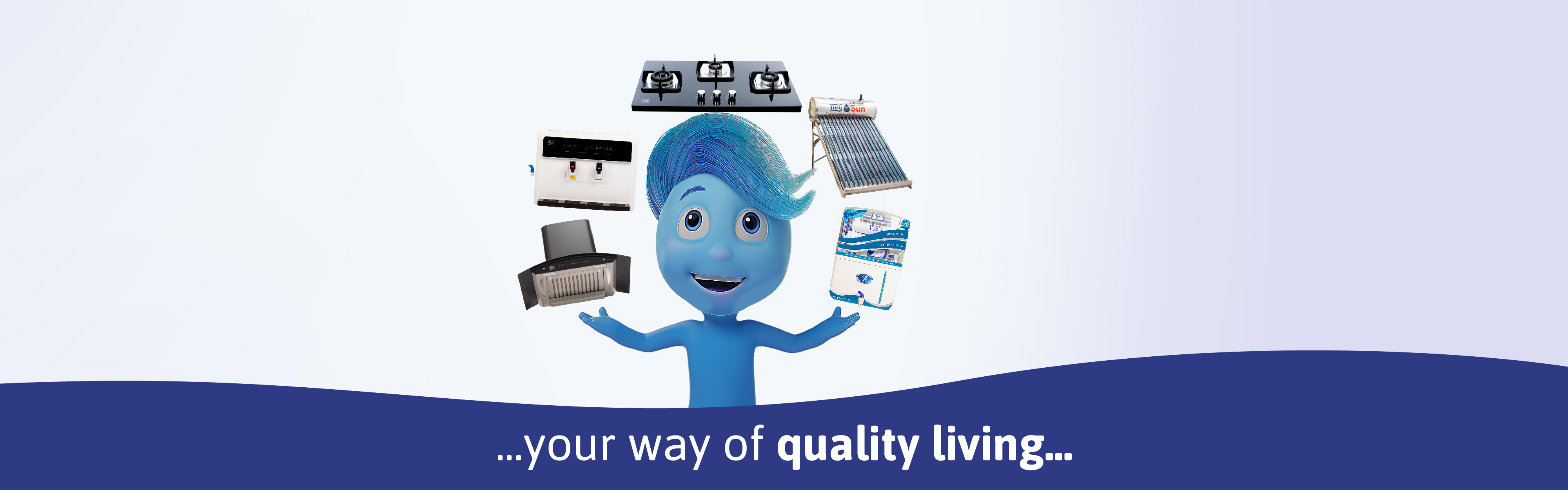 mascot of neo home appliances  chimney,water purifier,gas hobs and solar water heater