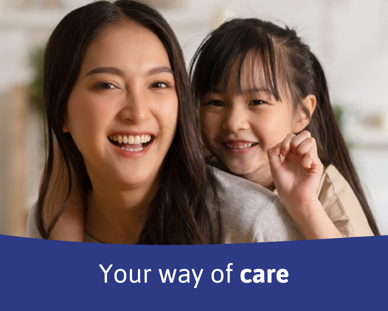 smiling mother and daughter showing care to each other