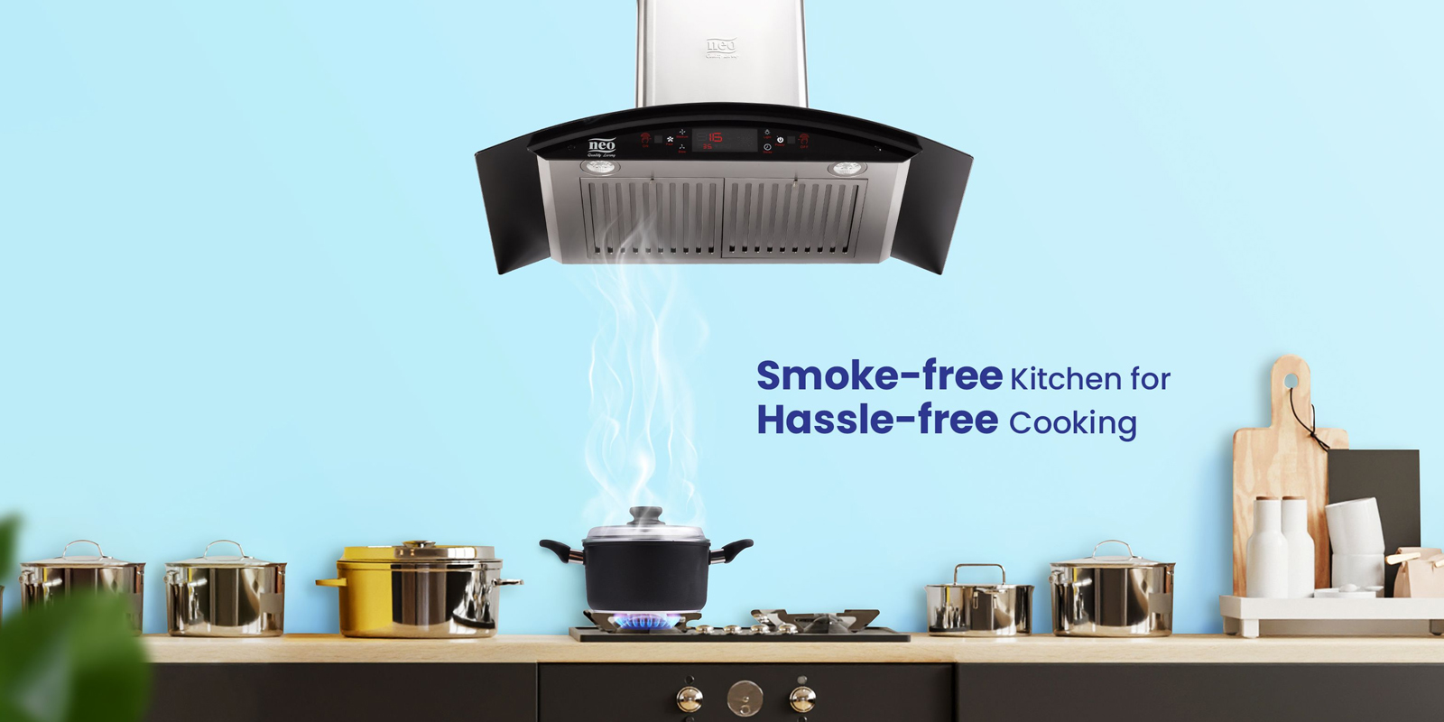 image showing smoke coming out from rice cooker is absorbing by Nexa Chimney