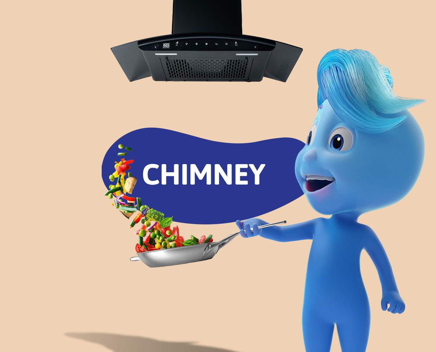 image showing text chimney on middle wrapped by irregular shape oval ,maxima chimney on left side and mascot cooking on right side